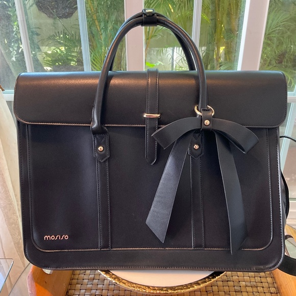 MOSISO Black Briefcase Messenger Bag NWOT - Picture 1 of 9
